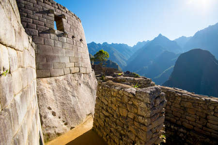 Temple of the Sun City of Machu Picchu, Peru .の写真素材