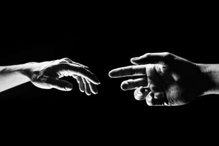 Male and female hands - black and white
