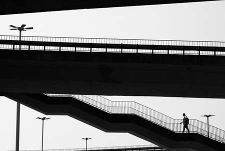 Black and white photography - system of bridges, Poland Szczetinの写真素材