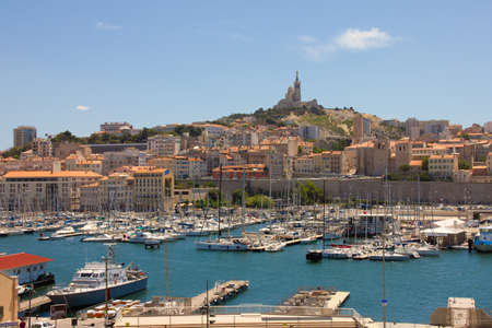 Marseille harbour port city skyline, Marseille, Franceの写真素材