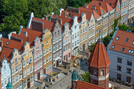 A line of historic houses in the old town of GdaÅ„sk, Poland
