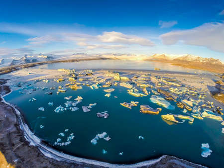 Lagoon Jokulsarlon in Iceland during winter.の写真素材