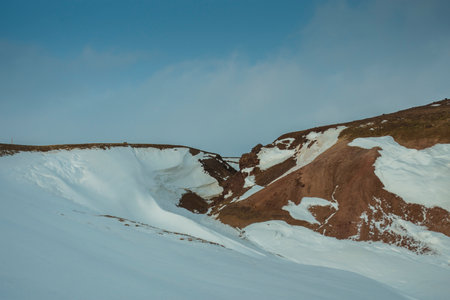 Hverir in Myvatn during winter, Iceland.の写真素材