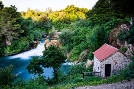 Waterfalls in Krka National Park in south Croatia.の写真素材