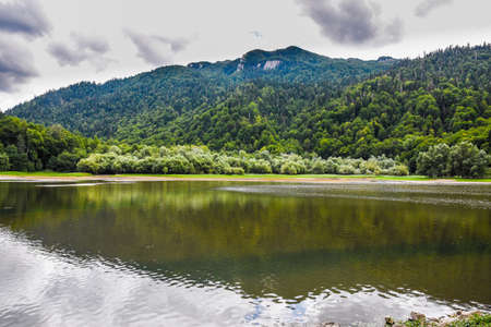 Biogradskoe lake is a glacial lake in the intermountain valley of Bjelasica. Kolasin, Biogradska Gora national park. Montenegro, Balkans.の写真素材