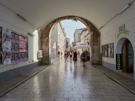 Zadar, Croatia - July 27, 2021: Entrance gate to the historic part of the old town.のeditorial素材
