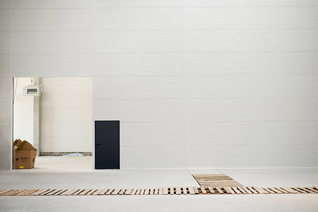 Black door and the white wall.の写真素材