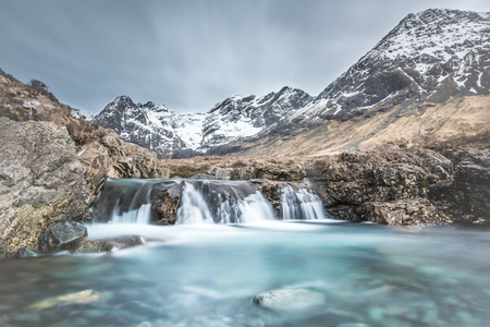 Fairy Pools on Isle of Skye in Scotland - waterfalls and mountainsの写真素材