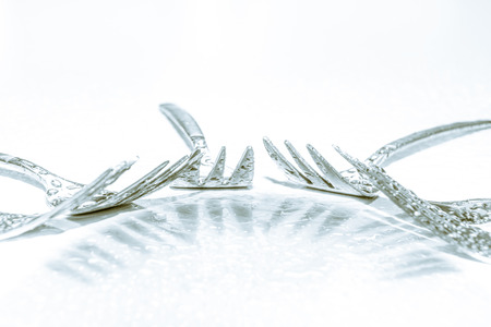 Set of forks isolated on white background