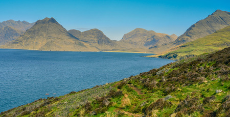 Isle of Skye, Scotland - Cuillin Hills seen from Elgolの写真素材