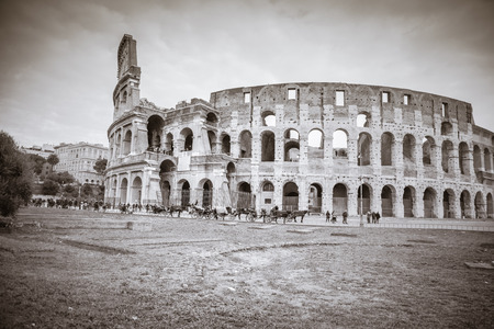 Rome, Lazio, Italy, December 2018: The Colosseum or Coliseum, also known as the Flavian Amphitheatre, is an oval amphitheatre, Ancient Romeの写真素材