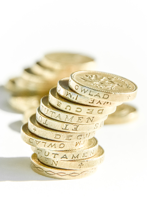 British one pound sterling coin isolated on white background - Brexit currency UK economyの写真素材