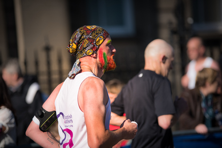 Glasgow, Scotland - October 2016: runners of Glasgow half marathon