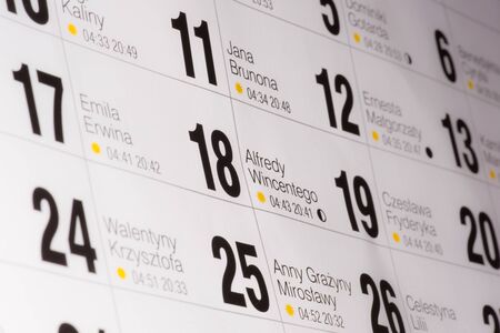 Wall calendar with Polish namesの写真素材