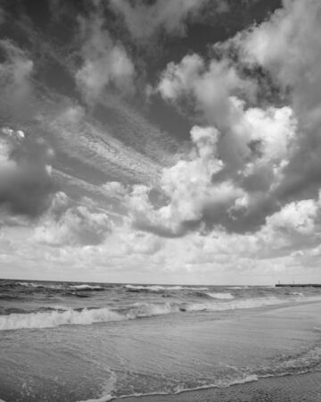 Blue Ocean with waves and clear blue sky - sea photographyの写真素材