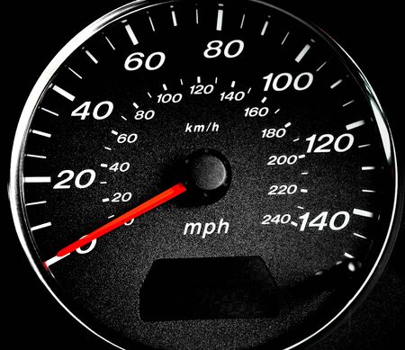 Close-up dashboard with speedometer and RPM
