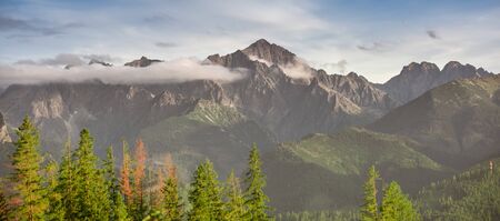 Tatra mountains - summits: Lodowy, Ostry Szczyt, Wielki Jaworowy Szczyt, Maly Jaworowy Szczyt, Sniezny Szczyt, Baranie Rogi, Durny Szczyt, Kolowy Szczytの写真素材
