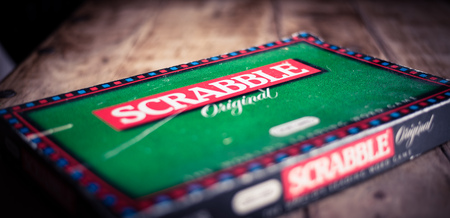 Perth, Scotland - 31 October 2019: Scrabble Gameのeditorial素材