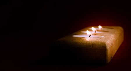Candle on black background romantic feeling conceptの写真素材