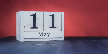 May 11 - May 11th - Beautiful spring - the most positive season of the year - White blocks with date and May symbolsの写真素材