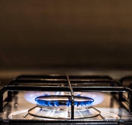Gas hob in a modern kitchenの写真素材