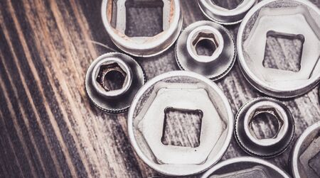 A set of old socket wrenchesの写真素材
