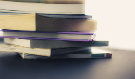 School system and pupils - pile of books