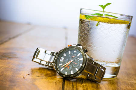 Alloa, Scotland - 17 July 2019 - wrist watch  for manのeditorial素材