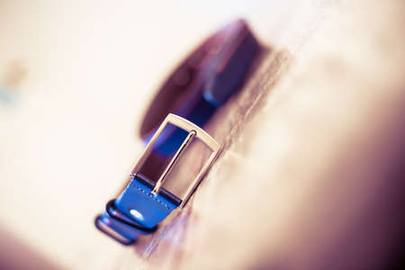 Leather belt - elegant trousers beltの写真素材
