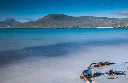 Isle of Harris landscape - beautiful endless sandy beach and turquoise oceanの写真素材