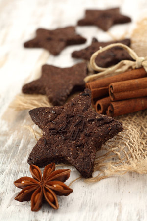chocolate star cookiesの写真素材