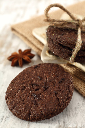 round chocolate cookiesの写真素材