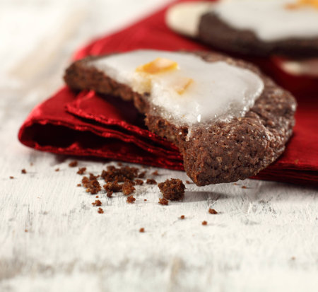 chocolate cookies with icingの写真素材