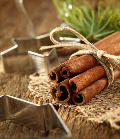 cinnamon stick with stringの写真素材