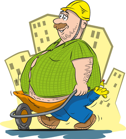 Fat construction workerのイラスト素材