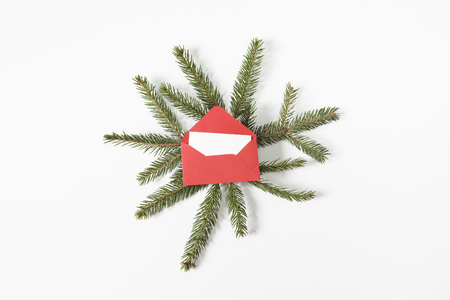 Letter on white background. Flat lay, top viewの写真素材