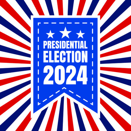 USA election 2024 background. Vector background for USA Presidential Election 2024. Label, poster, template, or banner illustration with USA flag elements design.の写真素材
