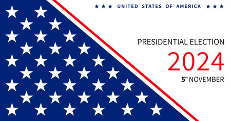 USA election 2024 background. Vector background for USA Presidential Election 2024. Label, poster,...