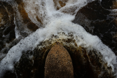 Water flowing from the dam, 
 Water Gates for Irrigation countryside of Thailandの写真素材