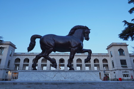 Leonardo da Vinci Horse statue in Milan, Italyの写真素材