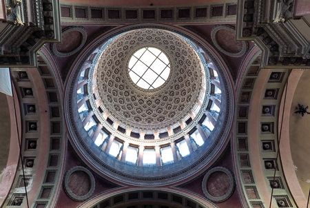 NOVARA, ITALY - SEPTEMBER, 3: Interior view of the monumental dome of the San Gaudenzio Basilica, Piedmont, Italy. on September 03, 2017のeditorial素材