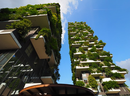 MILAN, ITALY - May 12, 2018: Vertical Forest - Vertical Forest skyscraper with trees growing on balconies designed by Stefano Boeri architect.Milan, Lombardy, Italyのeditorial素材