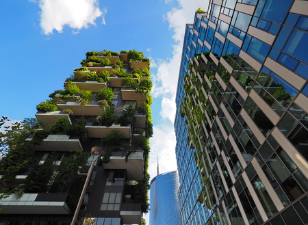 MILAN, ITALY - May 12, 2018: Vertical Forest - Vertical Forest skyscraper with trees growing on balconies designed by Stefano Boeri architect.Milan, Lombardy, Italyのeditorial素材