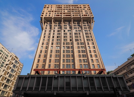 MILAN, ITALY - July 12, 2018: Velasca Tower (Velasca Tower) is a skyscraper built in 1958, first 18 floors and shops in the Velasca square.のeditorial素材