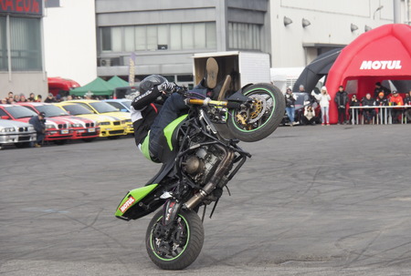 Verona, Italy - January 19, 2019: Stunt contest Motor bike expo Verona 2019のeditorial素材