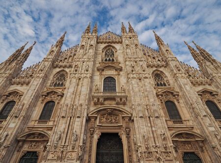 Facade and details of Milan Dome, Lombardy, Italy