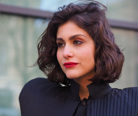 MILAN, Italy: February 21, 2019: Fashion bloggers street style outfit after Fendi fashion show during Milan fashion week Fall / winter 2019/2020のeditorial素材