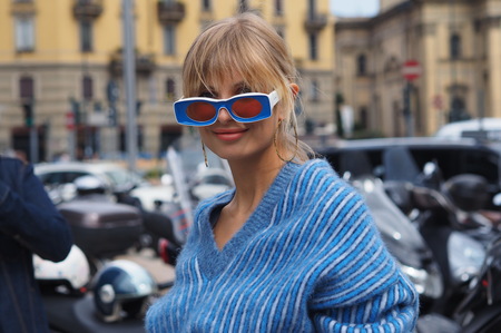 MILAN, Italy: 20 September 2019: Xenia Vand Der Woodsen street style outfit before Sportmax fashion...