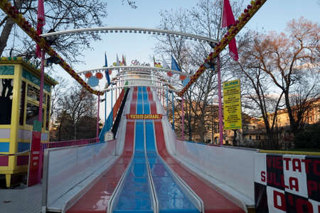 Milan, Italy: 7 March 2020: Luna park abandoned due to emergency covit 19 in Sempione park, Milan. Lombardy, Italy.のeditorial素材