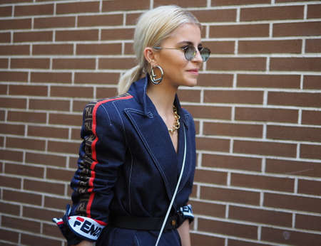 MILAN, Italy, 20 septembre 2018: CAROLINE DAUR in street style outfit before FENDI fashion show...